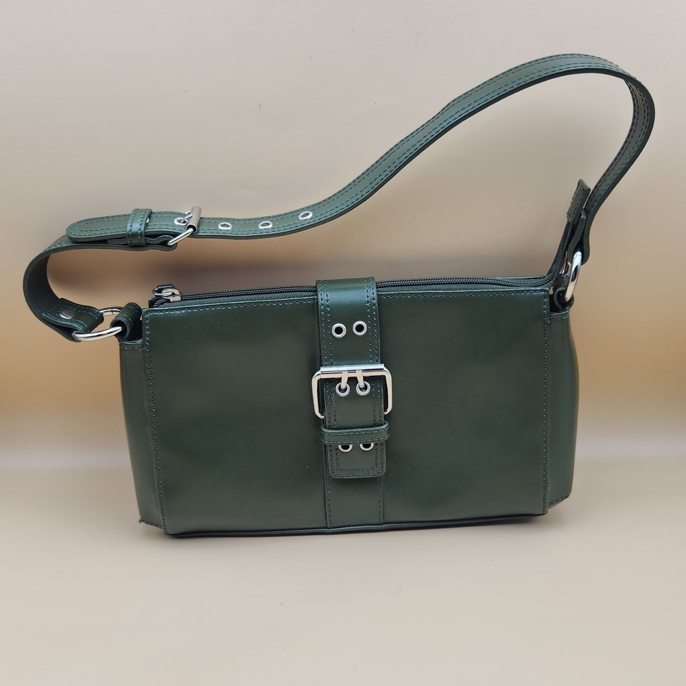 Wilsons Leather Green Adjustable Strap Buckle Shoulder Bag Handbag Purse Y2K